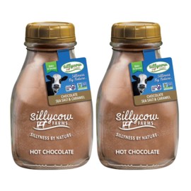 Sillycow Farms Hot Chocolate Sea Salt & Caramel Mix | Rich Hot Cocoa Delight | Gluten-Free, Non-GMO, Dairy-Free | Indulgence with Pure Sweet Caramel Flavor | 16.9 Oz Reusable Glass Bottle - Pack of 2