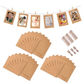 Paper Photo Frame, Picture Frame, Paper Photo Garland, Picture Frame, Wall Hanging, Stylish, Clip, Drawstring, Birthday, Wedding, 6 Inches, Brown, Set of 30
