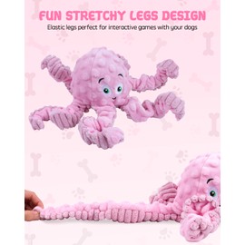 Dog Toys Squeaky, Interactive Plush Stuffed Octopus Tug of War Toy, Puppy Teething Pet Toy for Small Medium Large Dogs to Keep Them Busy