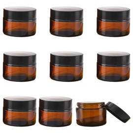 Vueinrg Pack of 9 20 ml Glass Jars Ointment Jars Amber Glass Cream Jar Empty Cream Jar for Filling Cosmetic Jars Ointment Jars Brown Glass Container with Lid for Lotions Essential Oils
