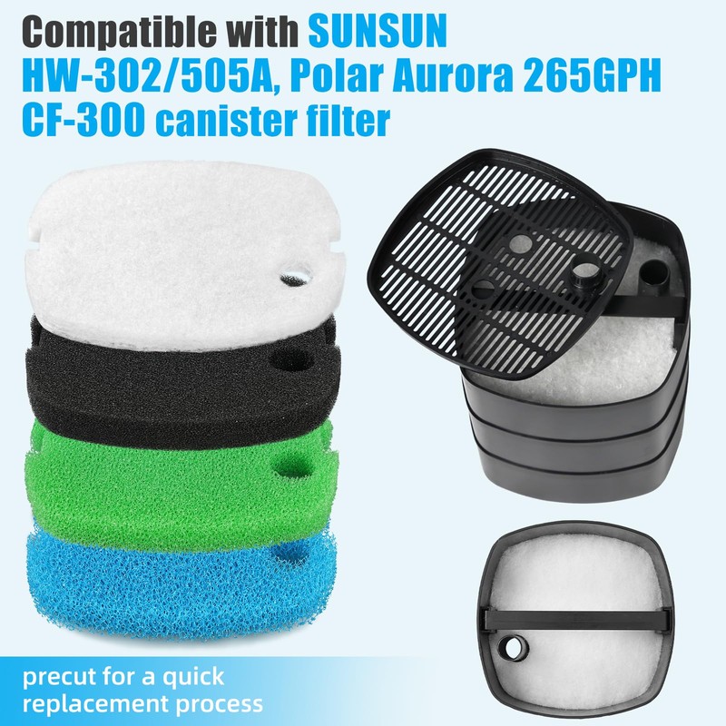 AQUANEAT Replacement Canister Filter Pads Compatible with SUNSUN HW-302 Aquarium