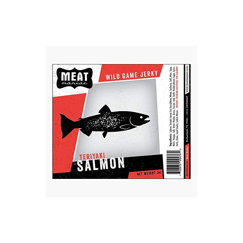 Meat Maniac Exotic Game Beef Jerky (Teriyaki Salmon Jerky 3oz)