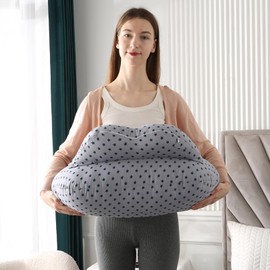 BATTOP Nursing Pillow for Breastfeeding, Plus Size Breastfeeding Pillows for More Support,with Adjustable Waist Strap and Removable Cotton Cover, Adults Pillow, Grey