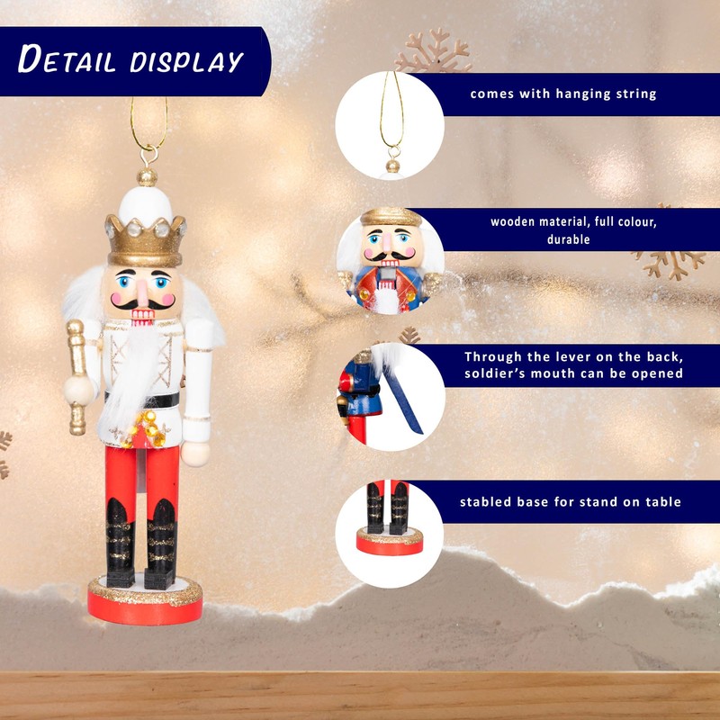 SHATCHI 13cm Wooden Christmas Nutcrackers 4pcs Set - Soldiers King
