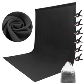 Oinvs Black Backdrop 1.8×2.8m,Black photography backdrop,Thicken Foldable Black Cloth Photo Backdrop with 6 Piece Clips and Bag for Photo Studio Video Shooting, Live Streaming, Parties, Keying, Stage…