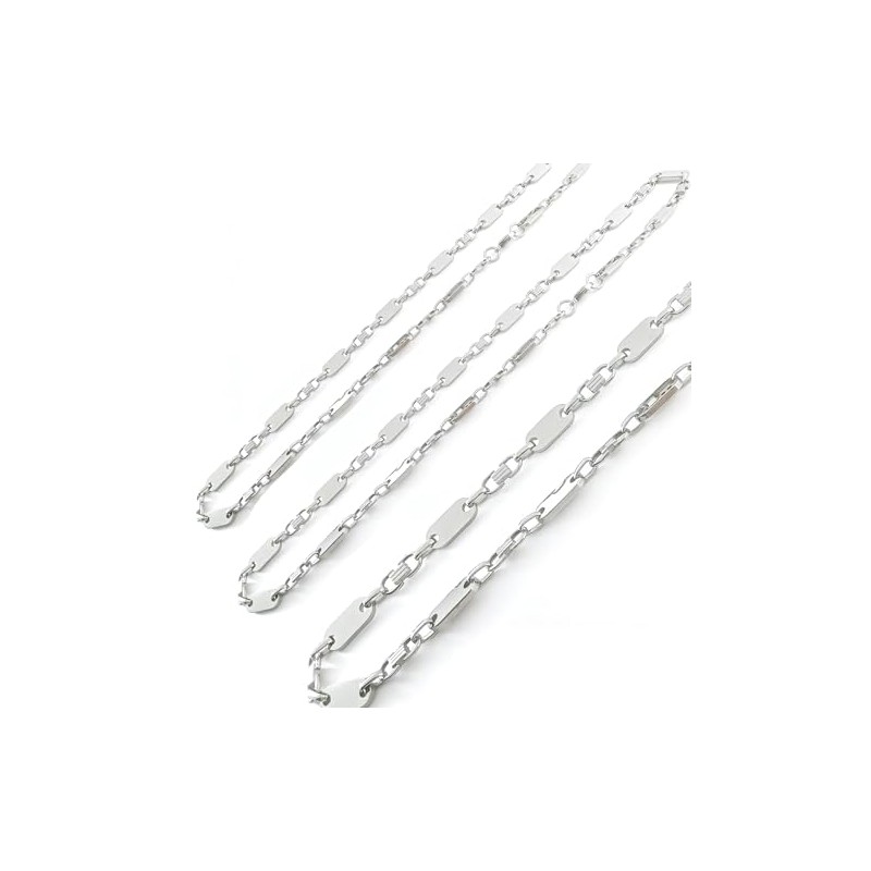 HENKi Plate Chain 60 cm Long Stainless Steel Silver Plate