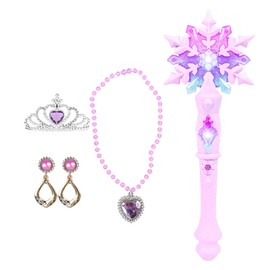 Toyhood Light Up Snowflake Wand, LED Glowing Fairy Wand Princess Wand with Sound Music Magic Wand for Kids Girls Party Favors Costume Cosplay Pretend Play Christmas Birthday