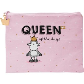 Sheepworld Bag with Queen Print Cotton Zip 22.5 cm x 17.5 cm Gift for Her, Girlfriend, Sister, Colleague 48854