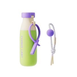 CHAKO LAB Insulated Stainless Steel Water Bottle with Two Strap | BPA-Free Leak Proof | 17oz Bottle with Spout Lid & Straw | Melon Cheese