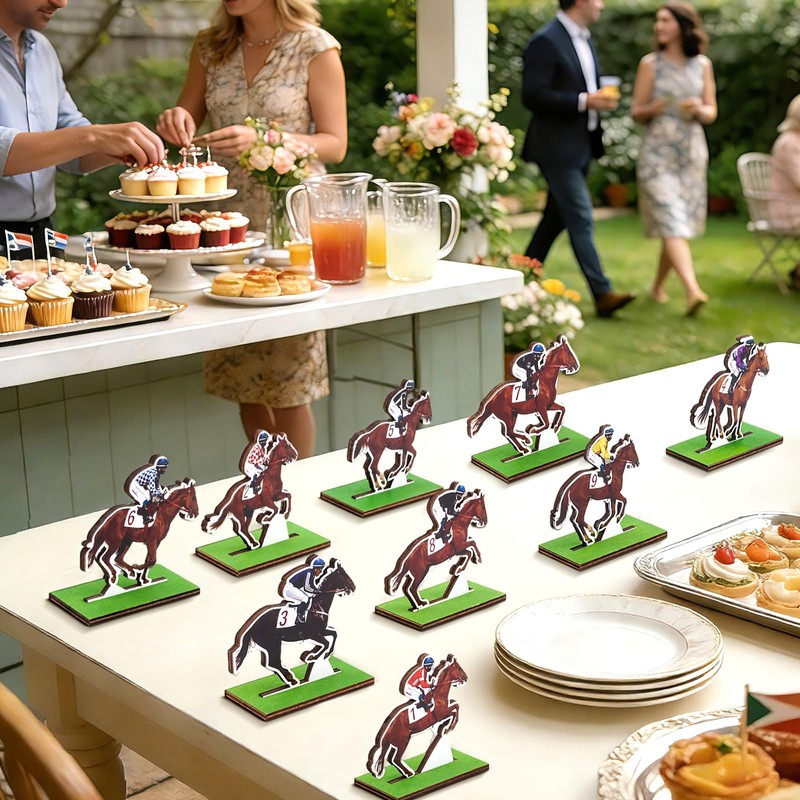 9 Pcs Derby Decor for Table Horse Racing Wooden Table