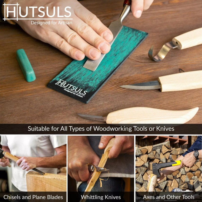 HUTSULS Leather Strop Honing Sharpener Knife Chisel Stropping Polishing Compound