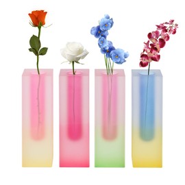 Set of 4 Gradation Flower Vase Decorative Small Vases, Modern Minimalist Decorative Vase for Flowers Decor Wedding Dining Table Centerpieces