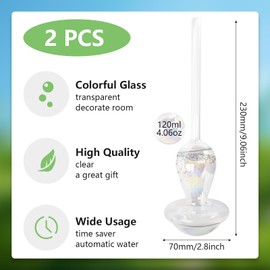 Farady Colorful Glass Self Watering Devices, Iridescent Rainbow Plant Self Watering Globes, Automatic Watering Bulbs for Indoor and Outdoor Plants (2Pcs, Mushroom)