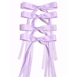 Ayesha Purple Hair Bows Clips Bows with Long Ribbon Purple Bows Barrettes Hair Accessories for Women Girls 4PCS