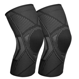 Ruilala Knee Support Sports Knee Brace 2 Pack for Men Women Anti Slip Compression Knee Sleeve for Meniscus Tear, Arthritis, Tendinitis, Ligament Injury, Weight Lifting, Sports (M, Back)
