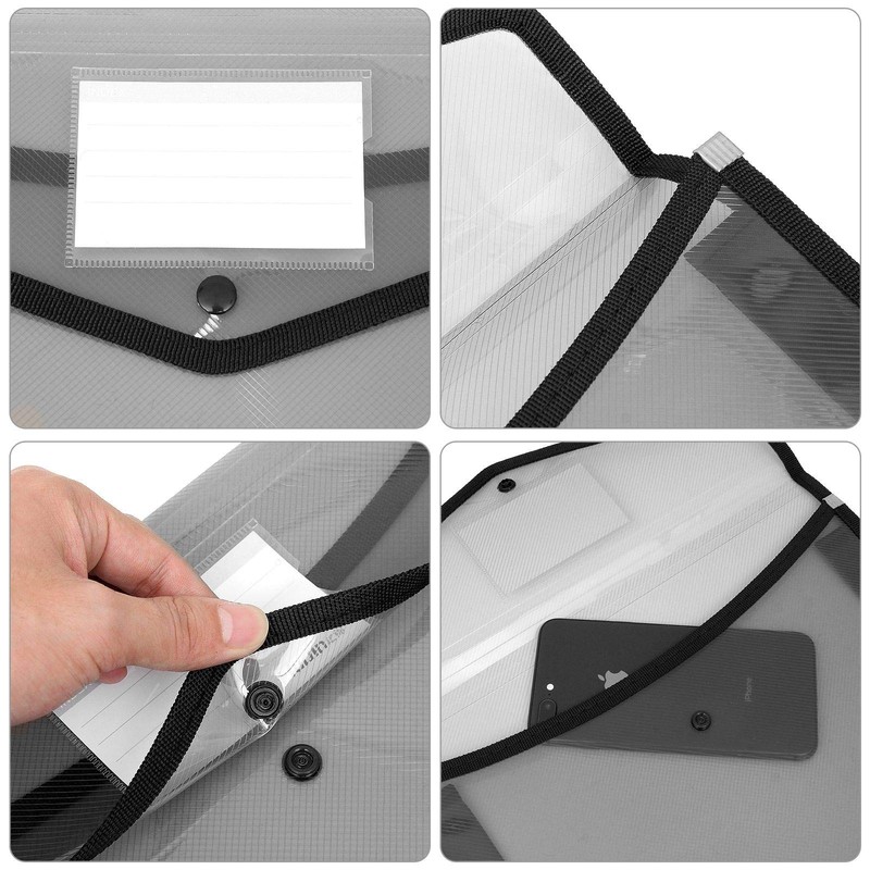 SENENQU 6 Pack A4 Black Plastic Document Folder Waterproof Wallet