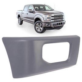 KUAFU Front Right, Bumper End Cap Compatible with 2015 2016 2017 Ford F150 W/End Cap Molding Corner Protection Replacement for FL3Z17K832APTM, FO1005118 Plastic(PP) Painted Matte Black