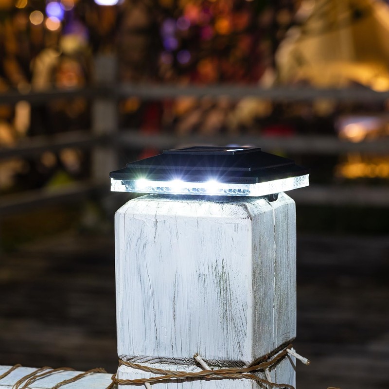 HUYIENO Solar Post Cap Lights,Outdoor Deck Fence Post Lights,Powerful Lithium
