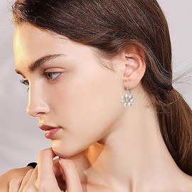arete de margarita de plata para mujer, delicados arete colgantes de lágrima, bonitos aretes hipoalergénicos, margaritas, accesorios de joyería de moda, Large, Acero aleado, No es una piedra preciosa