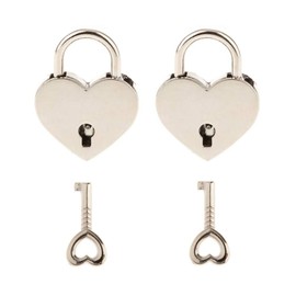 2 Pieces Small Metal Heart Shaped Padlock Mini Lock with Key for Jewelry Box Storage Box Diary Book,Silver
