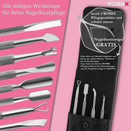 ROBBX® Cuticle Pusher Set Including Spoon, Pusher & Spatula, Stainless Steel Nail Pusher Kit for Nails and Cuticles, Cuticle Pusher, Skin Pusher