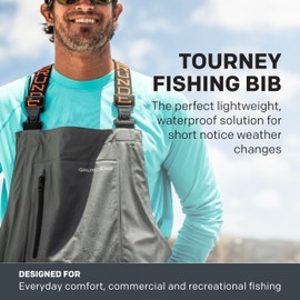 Grundéns Men’s Tourney Bib Fishing Pants | Durable, Waterproof, Iron Grey, Medium