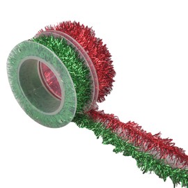 Jomnvo 2 Rolls Christmas Tinsel Garland Christmas Tree Decorations Red and Green Metallic Tinsel Twist Garland Tinsel Wire Christmas Ribbon for Christmas Decoration Party Supplies