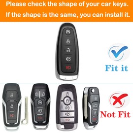 Yonmcfn for ford key fob cover with metal/leather keychain,TPU 5 Buttons Key case,compatible with C-Max Edge Escape Expedition Explorer Flex Focus Taurus Remote smart Key,keychain pink