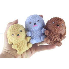 Set of 3 Cute Poodle Dog Soft Fluff Doh - Filled Squeeze Stress Balls - Sensory, Stress, Fidget Toy Super Soft Doggy