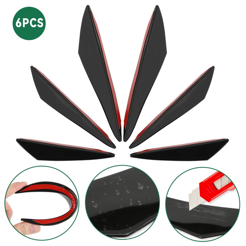 DREAMIZER 6pcs Black Car Front Bumper, Universal Rubber Car Bumper