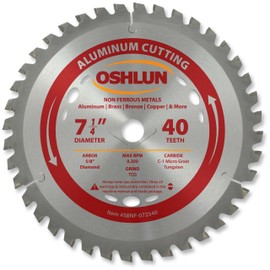Oshlun SBNF-072540 7-1/4-Inch 40 Tooth TCG Saw Blade with 5/8-Inch Arbor (Diamond Knockout) for Aluminum and Non Ferrous Metals