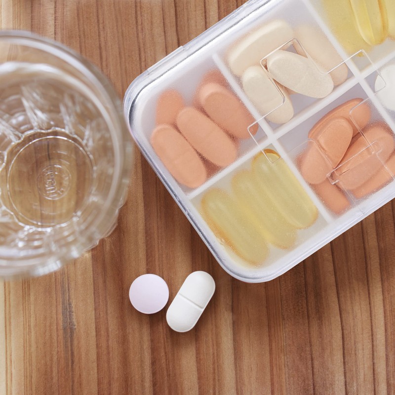 Set of 3 Relaxdays Pill Dispenser, 6 Compartments, Med Cutter,