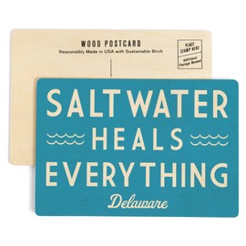 Delaware, Saltwater Heals Everything, Simply Said (4x6 Birch Wood Postcards, 2-Pack Stationary, Rustic Home Wall Decor)