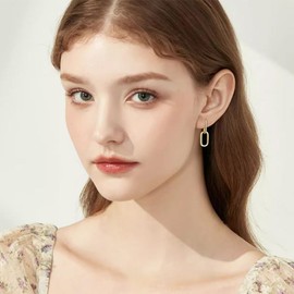 Earrings for Women Double Hoop Earrings Paper Clip Chain Earrings Chunky Chain Earrings Made of Gold Silver Set of 2 Convertible Links Fashion Jewellery Gift for Women Holiday Anniversary, Alloys