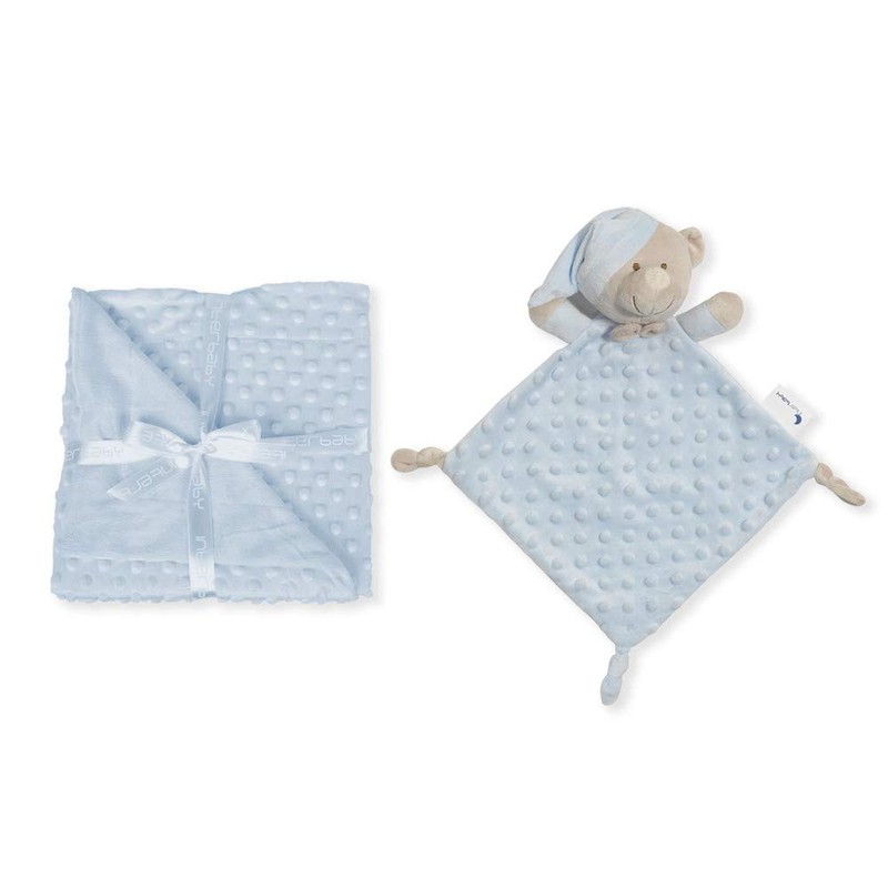 Interbaby PD001-01 Baby Blanket with Blue Doudou Bear, Blue, 0.72