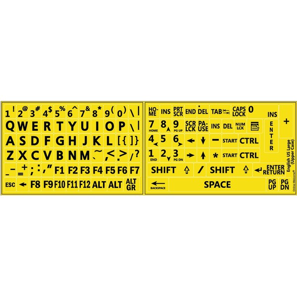 English US Large Letters Yellow Keyboard Stickers