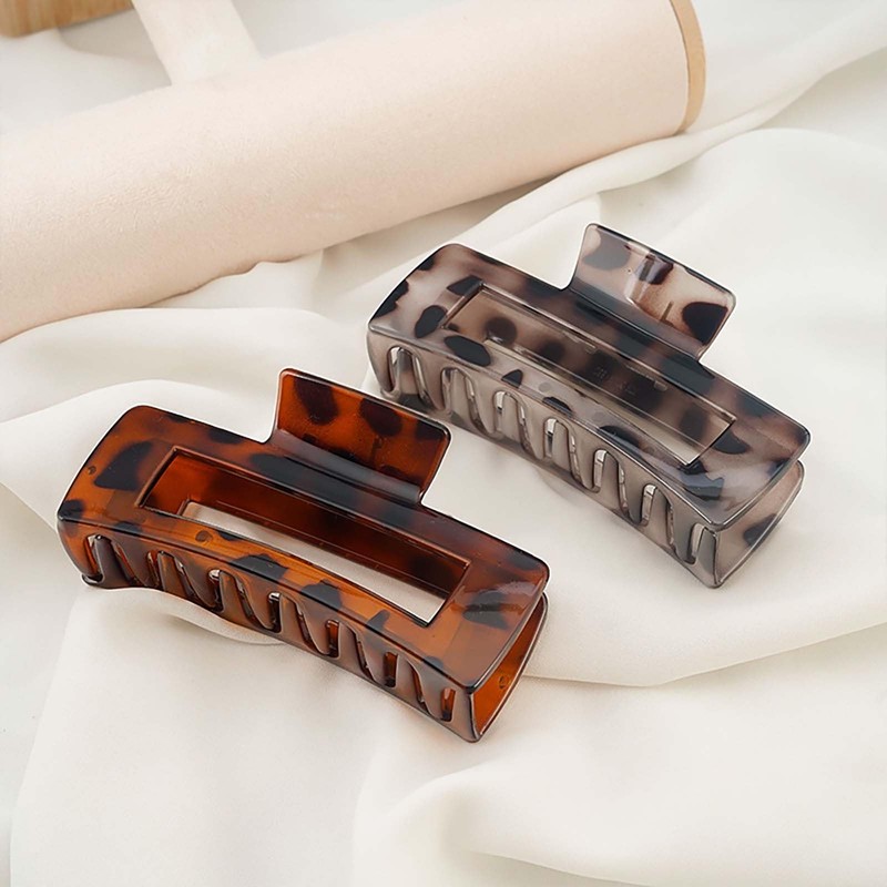 Ling & Bai 4Pcs Large Hair Claw Clips Fashion Leopard