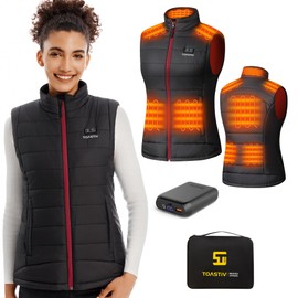Toastiv Heated Vest for Women with 16000mAh 7.4V Battery, Lightweight Quilted Heating Vest, Water-Resistant Electric Warming Vests,M