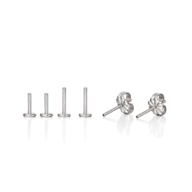 limerencia G23 Hypoallergenic 18g Flat Back Stud Earrings | F136 Implant Grade Titanium Press Fit Threadless Push Pop in Cartilage Helix Labret Lip Monroe Tragus Piercing Studs (Parts Silver)