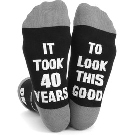Men Fun Crews Socks for 40th 50th 60th Birthday Gifts for Men Funny Black Crew Cotton Socks