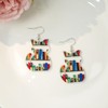Cute Bookshelf Cat Earrings for Women Book Lovers Animal Funny