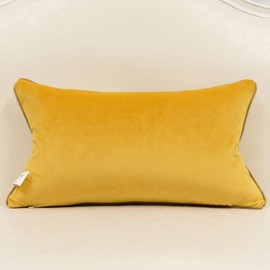 Avigers 18 x 18 Inches Yellow White Gold Leather Striped Patchwork Velvet Cushion Case Luxury Modern Throw Pillow Cover Decorative Pillow for Couch Living Room Bedroom Car