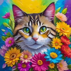 Fabric Panel 8"x8" Cat 100% Cotton Quilting Sewing Square AM2475