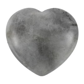 PATIKIL Natural Heart Shaped Crystal Stone, 1.2 Inch Mini Polished Love Gemstone Crystal, Pocket Rock Engraved Worry Stones for Women Gifts Meditation, Light Gray
