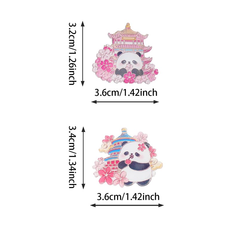 Set of 5 Spring Pink Cherry Blossom Panda Brooch Bookbag