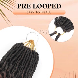 Ombre Brown New Goddess Locs Crochet Hair for Black Women-8 Packs 14 Inch Short Faux Locs Crochet Hair With Deep Wave Curly Ends Soft Synthetic Pre looped Loose Wavy Crochet Braids,Natural(14",T30#)