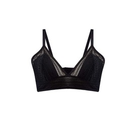 SilRiver Women's Lace Bralette Non-Wired Silk Bra, black