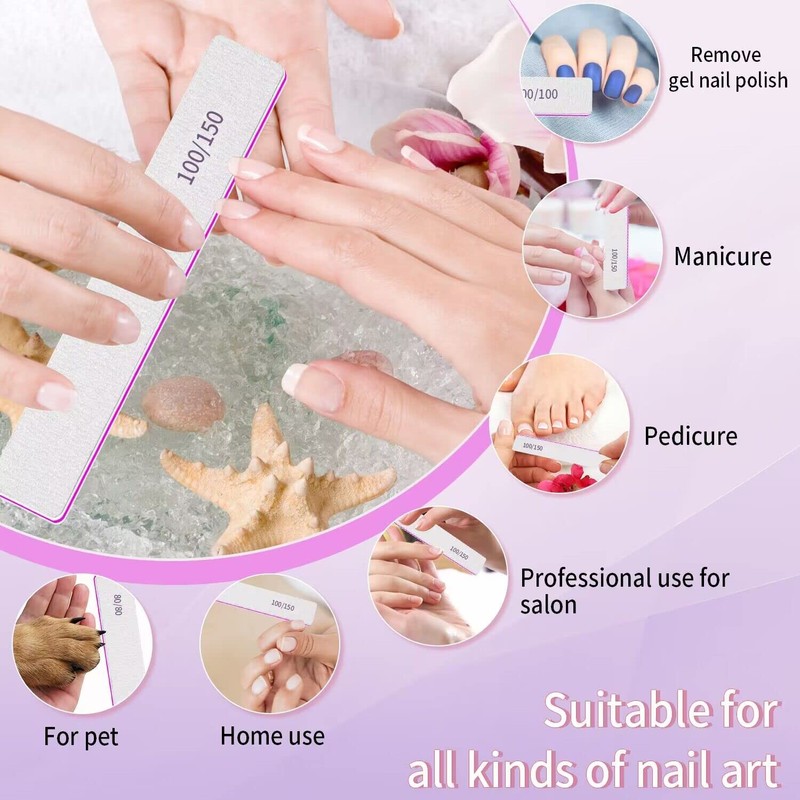 Acrylic Nail Files 80/80 Grit Reusable Coarse Square Jumbo Nail