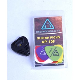 Tone Deaf Music Guitar Plectrums with Pick Holder (Pack of 10 picks)