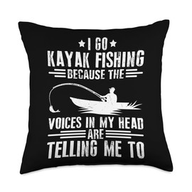 Kayak Fisherman Crate Tournament Kayak Fishing Rod Throw Pillow